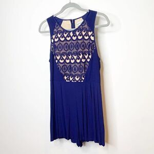 Blessed Are The Meek Blue Sleeveless Round Neck One Piece Romper Size Medium